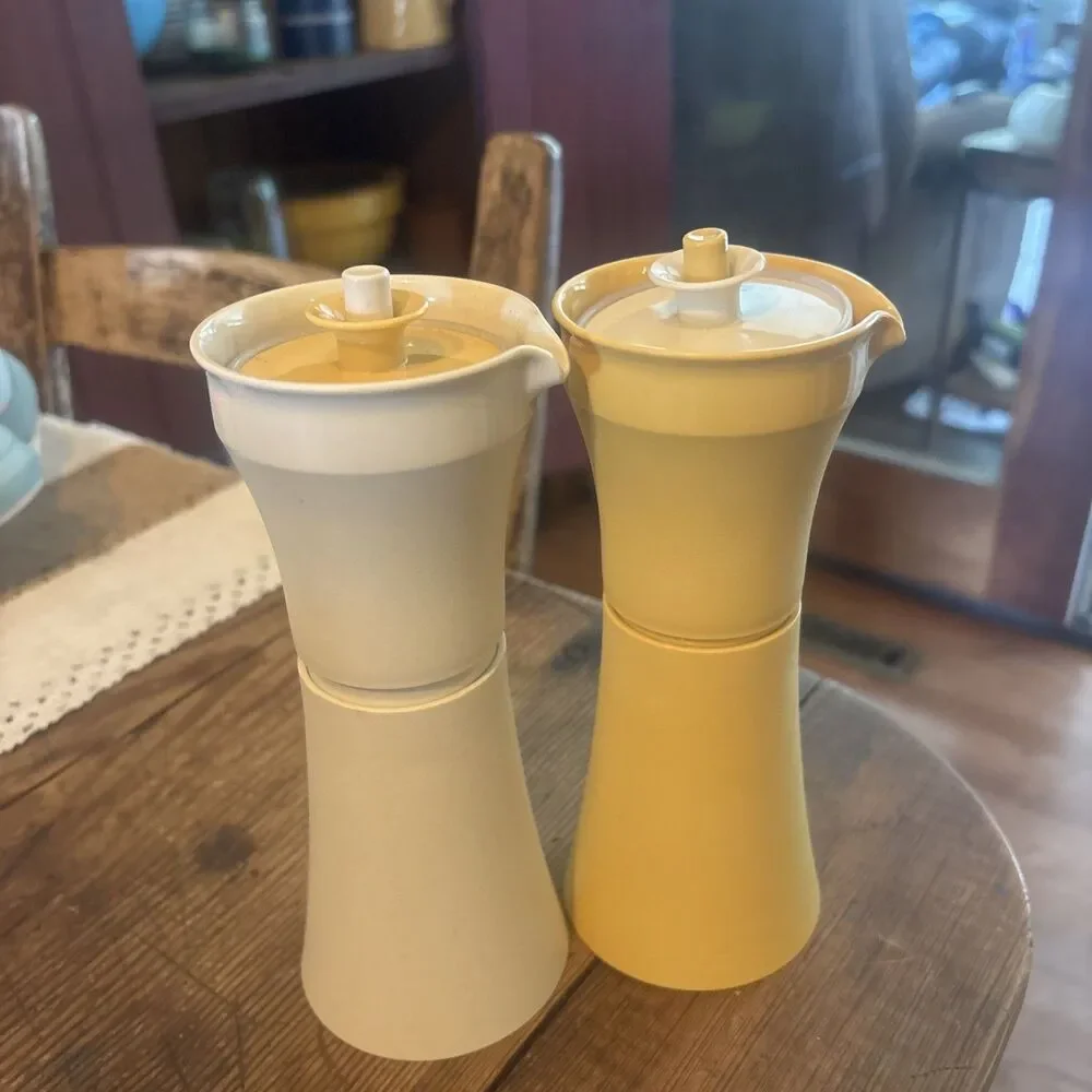 Vintage Tupperware 1246 Oil & Vinegar Cruet Set Dressing Dispensers With Lids